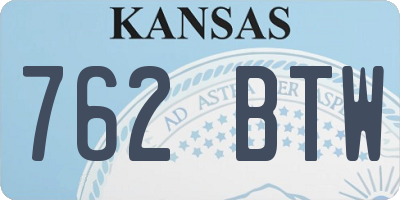 KS license plate 762BTW