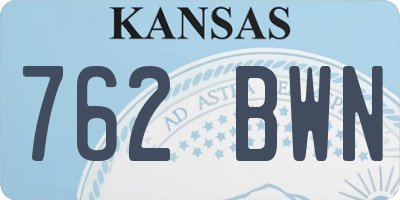 KS license plate 762BWN