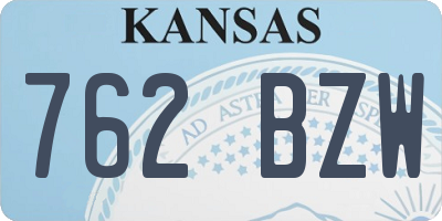KS license plate 762BZW