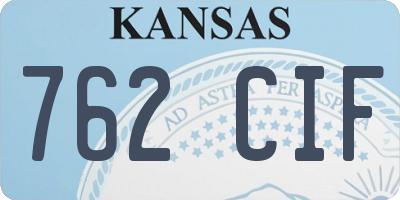KS license plate 762CIF