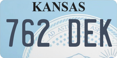 KS license plate 762DEK