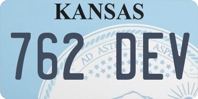 KS license plate 762DEV