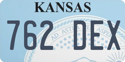 KS license plate 762DEX