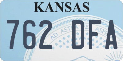 KS license plate 762DFA