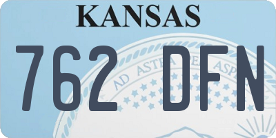 KS license plate 762DFN