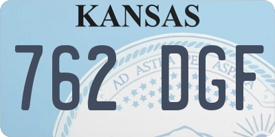 KS license plate 762DGF