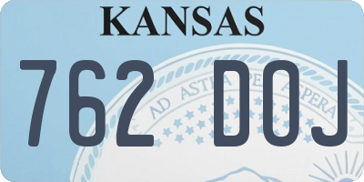 KS license plate 762DOJ
