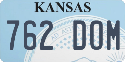 KS license plate 762DOM