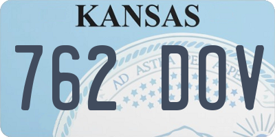 KS license plate 762DOV