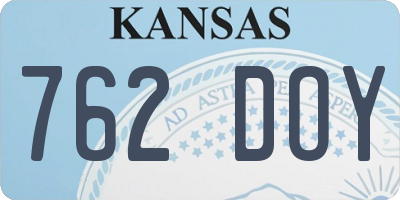 KS license plate 762DOY