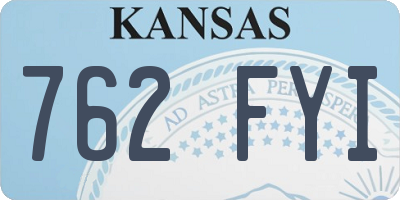 KS license plate 762FYI