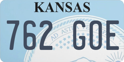 KS license plate 762GOE