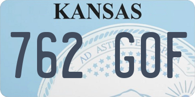 KS license plate 762GOF