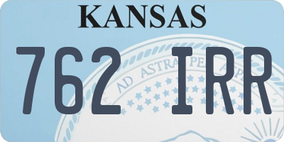KS license plate 762IRR