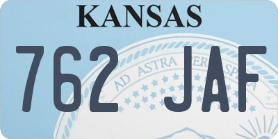 KS license plate 762JAF