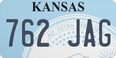 KS license plate 762JAG