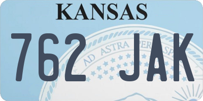 KS license plate 762JAK