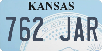 KS license plate 762JAR