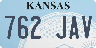 KS license plate 762JAV