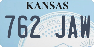KS license plate 762JAW