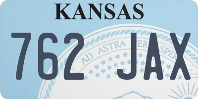 KS license plate 762JAX