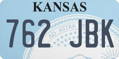 KS license plate 762JBK