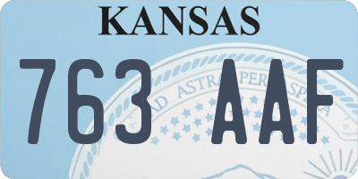 KS license plate 763AAF