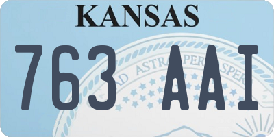 KS license plate 763AAI