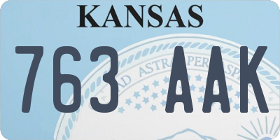KS license plate 763AAK