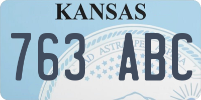 KS license plate 763ABC