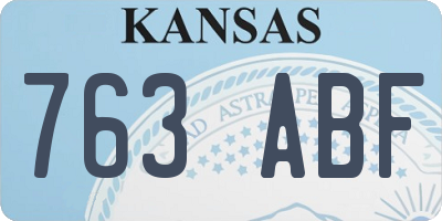 KS license plate 763ABF
