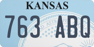 KS license plate 763ABQ