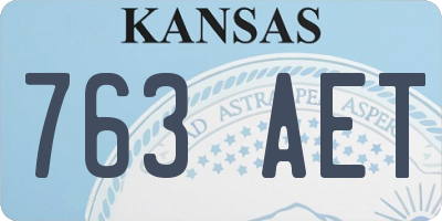 KS license plate 763AET