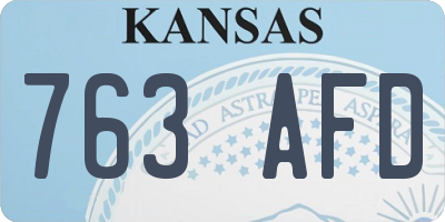 KS license plate 763AFD