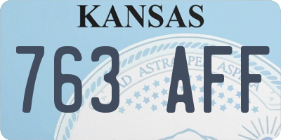 KS license plate 763AFF