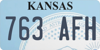 KS license plate 763AFH