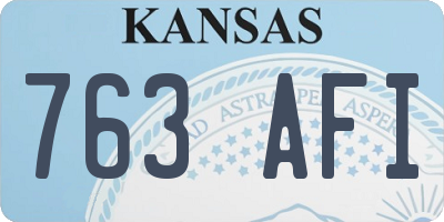 KS license plate 763AFI