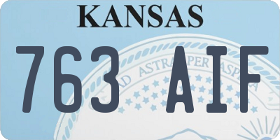 KS license plate 763AIF