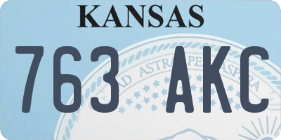 KS license plate 763AKC