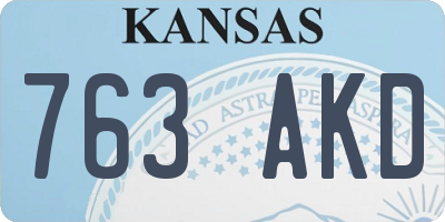 KS license plate 763AKD