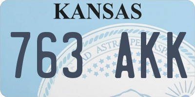 KS license plate 763AKK