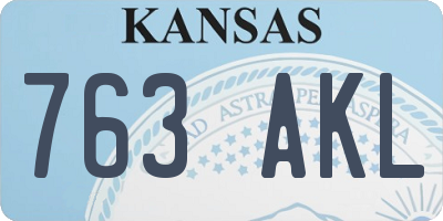 KS license plate 763AKL