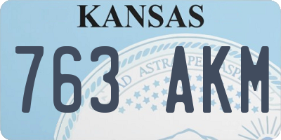 KS license plate 763AKM