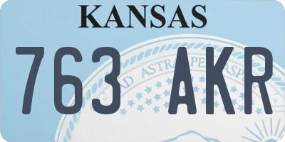 KS license plate 763AKR