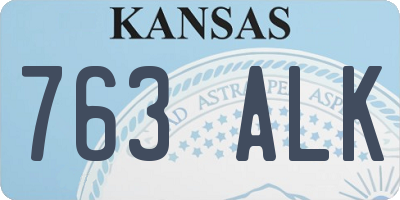 KS license plate 763ALK