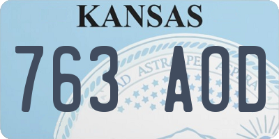 KS license plate 763AOD