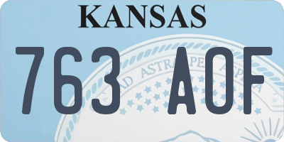 KS license plate 763AOF