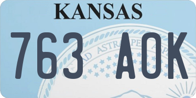 KS license plate 763AOK