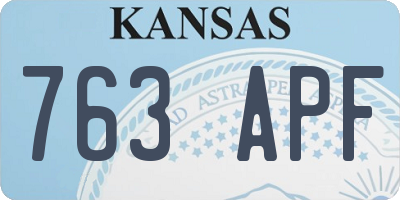 KS license plate 763APF