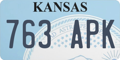 KS license plate 763APK